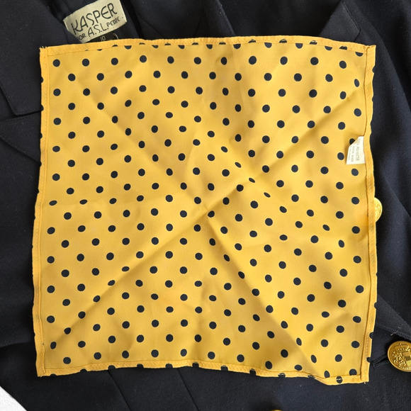 80s Vintage Navy Double Breasted Military Gold Button Wrap Blazer Dress Size 10 - Picture 14 of 16